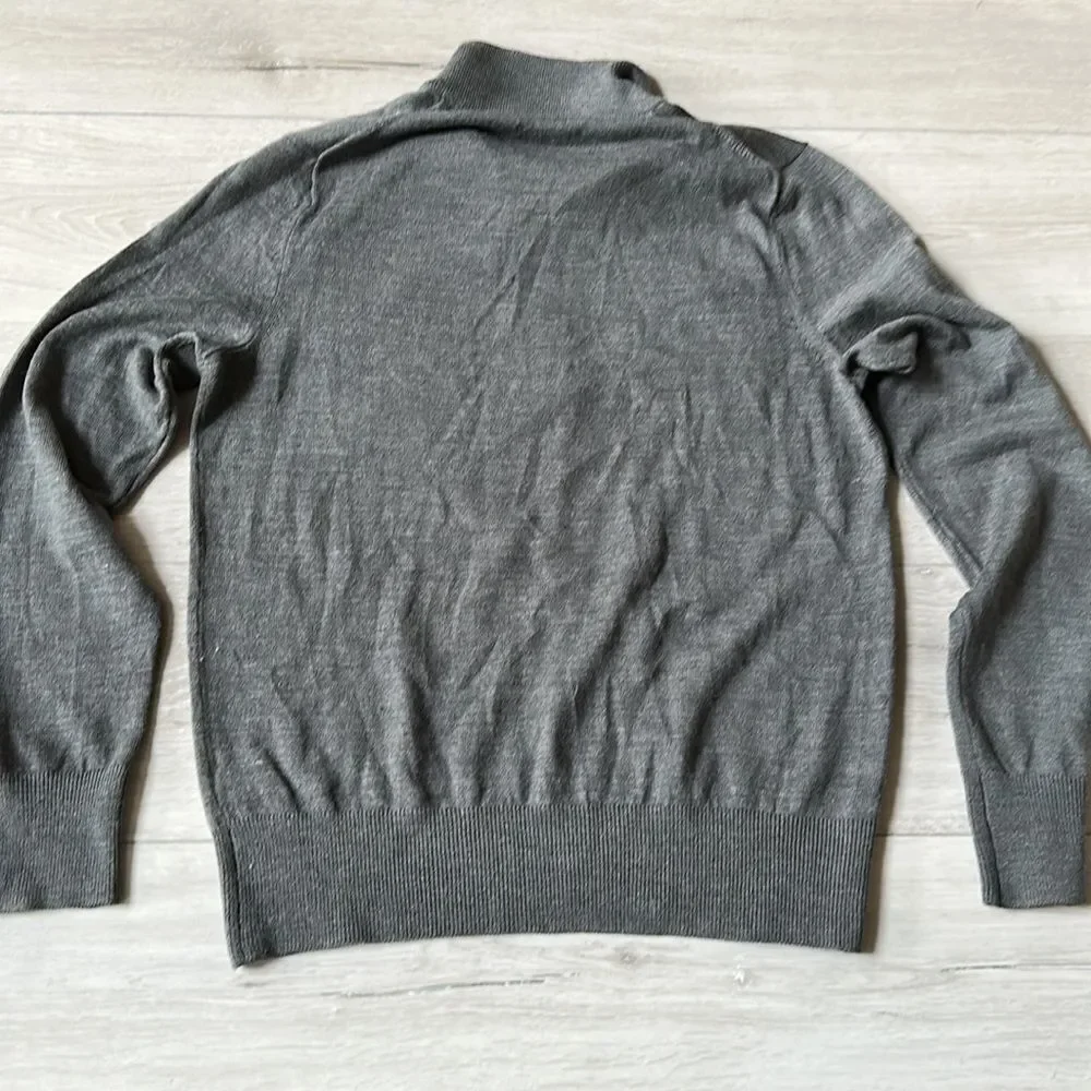 Banana Republic Knit/WoolSweater Mens S Gray Italian Yarn 1/4Zip Long Sleeve NWT